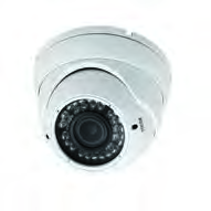 An infrared CCTV camera. The small lamps around its lens throw out infrared light the eye cannot see, so the camera keeps seeing through the darkest night.