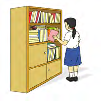 Taking a book from a shelf