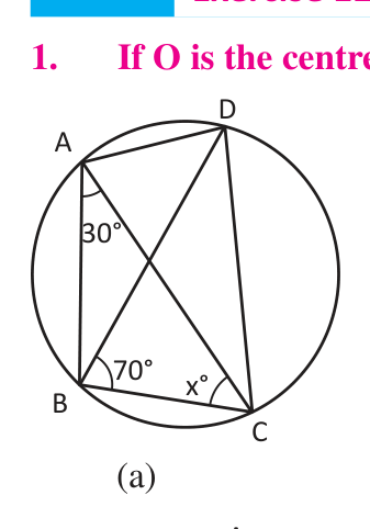 Circle (a): the diagonals of the cyclic quadrilateral ABCD cross inside it.