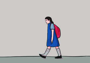 A schoolgirl walks along the road, which is where the story begins.