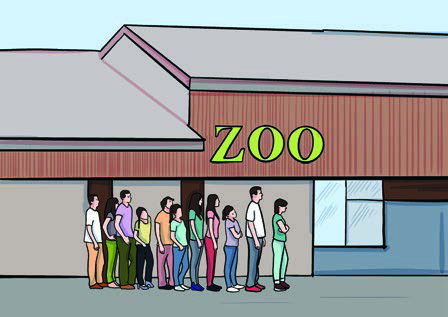 People stood in a queue at the zoo. Yesterday's answer: I visited the zoo.