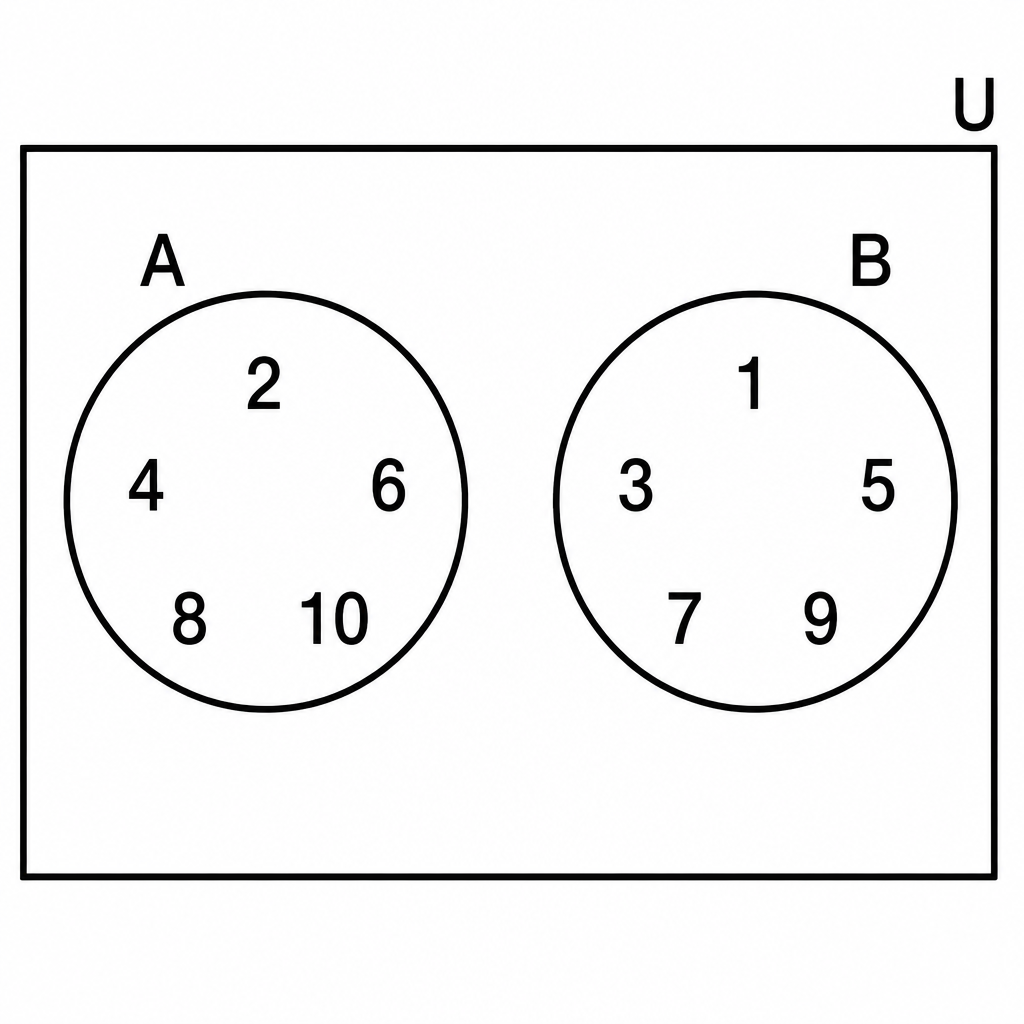 The two circles stay apart and never touch, because the even numbers and the odd numbers have no member in common.