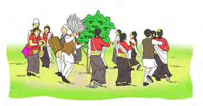 Dancers moving in a circle with drums, celebrating together in the open air.