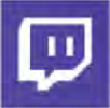 Twitch's icon: a speech bubble on purple, for live streaming.