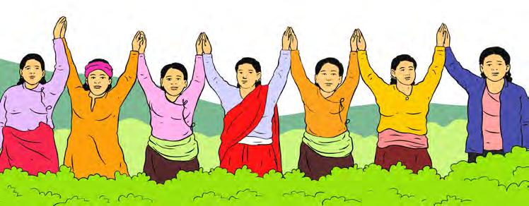विभिन्न समुदायका मानिस सँगै उभिएको दृश्य, जहाँबाट सामाजिक व्यवहार सुरु हुन्छ ।