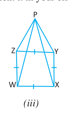 Square based pyramid PWXYZ: all four sides of the base carry the same mark