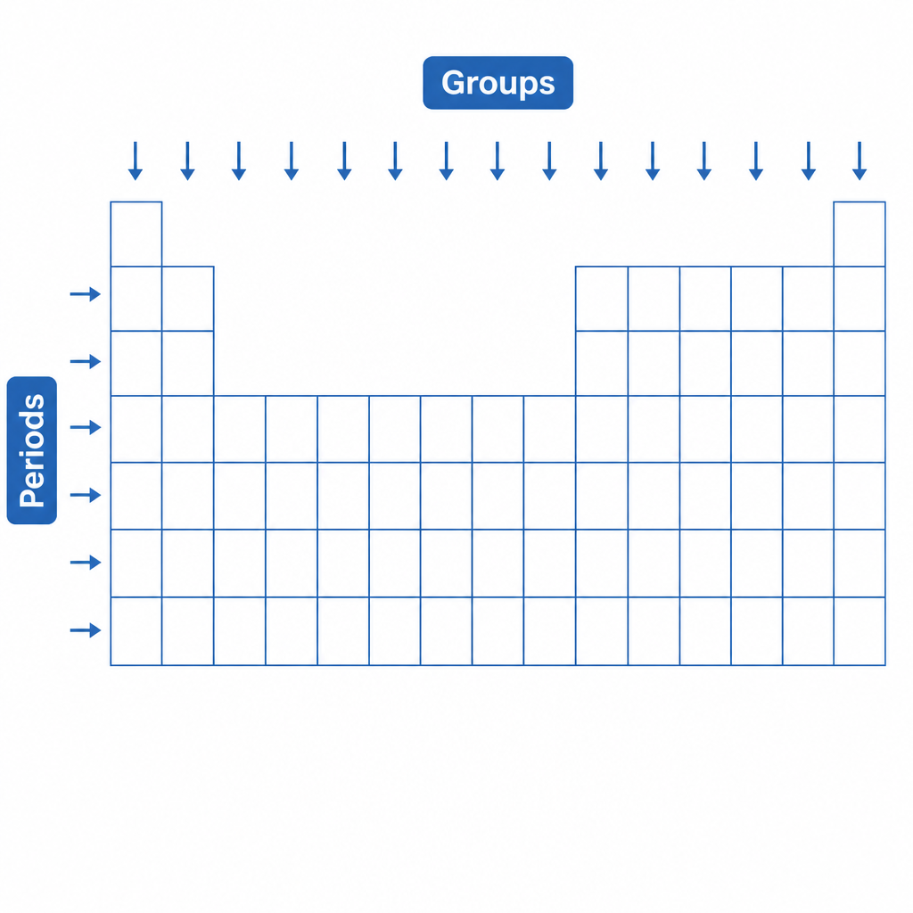 An empty table showing that the vertical columns are the groups and the horizontal rows are the periods.