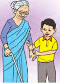 ज्येष्ठ नागरिकलाई हात समाएर सहयोग गर्नु बालबालिकाले निभाउने कर्तव्य हो ।