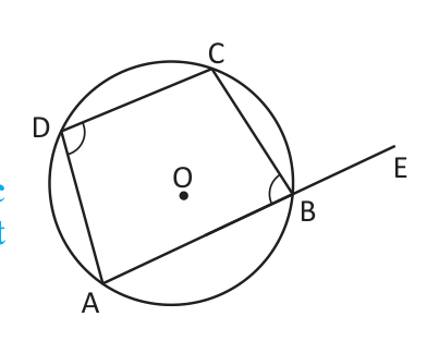 Producing AB to E makes the exterior angle CBE, which sits next to \( \angle ABC \) on the straight line ABE.
