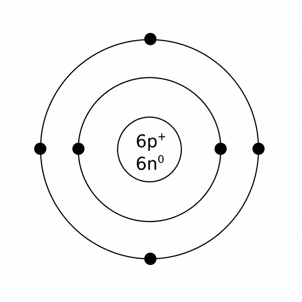 An atom whose nucleus holds six protons and six neutrons is an atom of carbon.
