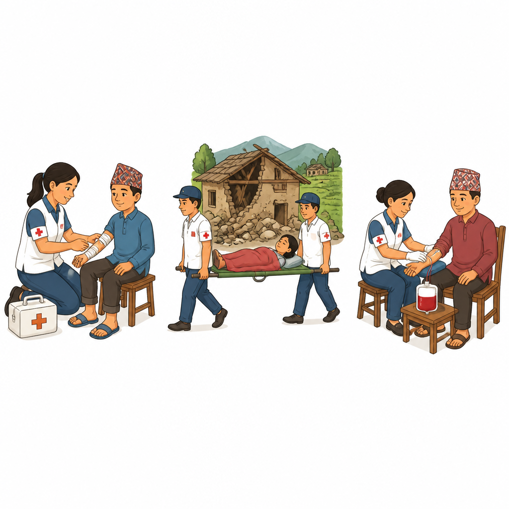 घाइतेको उपचार, विपत्मा उद्धार र रगत सङ्कलनजस्ता कामले रेडक्रसको सेवा कस्तो हुन्छ भन्ने देखाउँछ।
