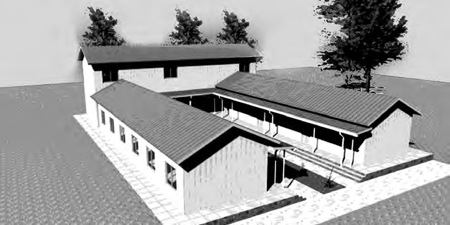 A school built on open ground, with a strong roof, a veranda and a row of windows in every classroom.