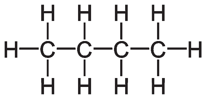In butane four carbon atoms link into a chain, and every carbon still makes exactly four bonds.