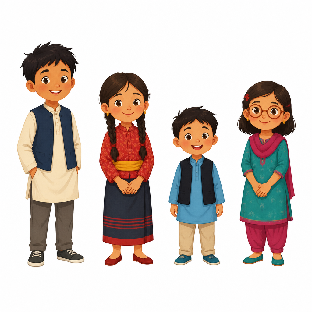 Children of one family differ in height, face, hair and skin colour. This difference itself is variation.