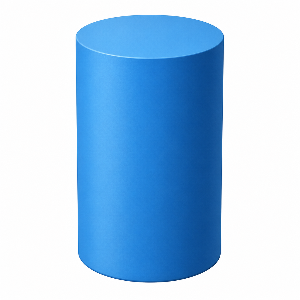 A cylinder has equal circles at the top and the bottom and one curved surface between them.