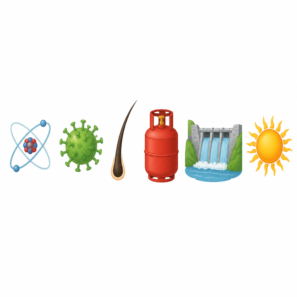 Objects from an atom up to the Sun: from the smallest to the largest, every measurement rides on a power of ten.