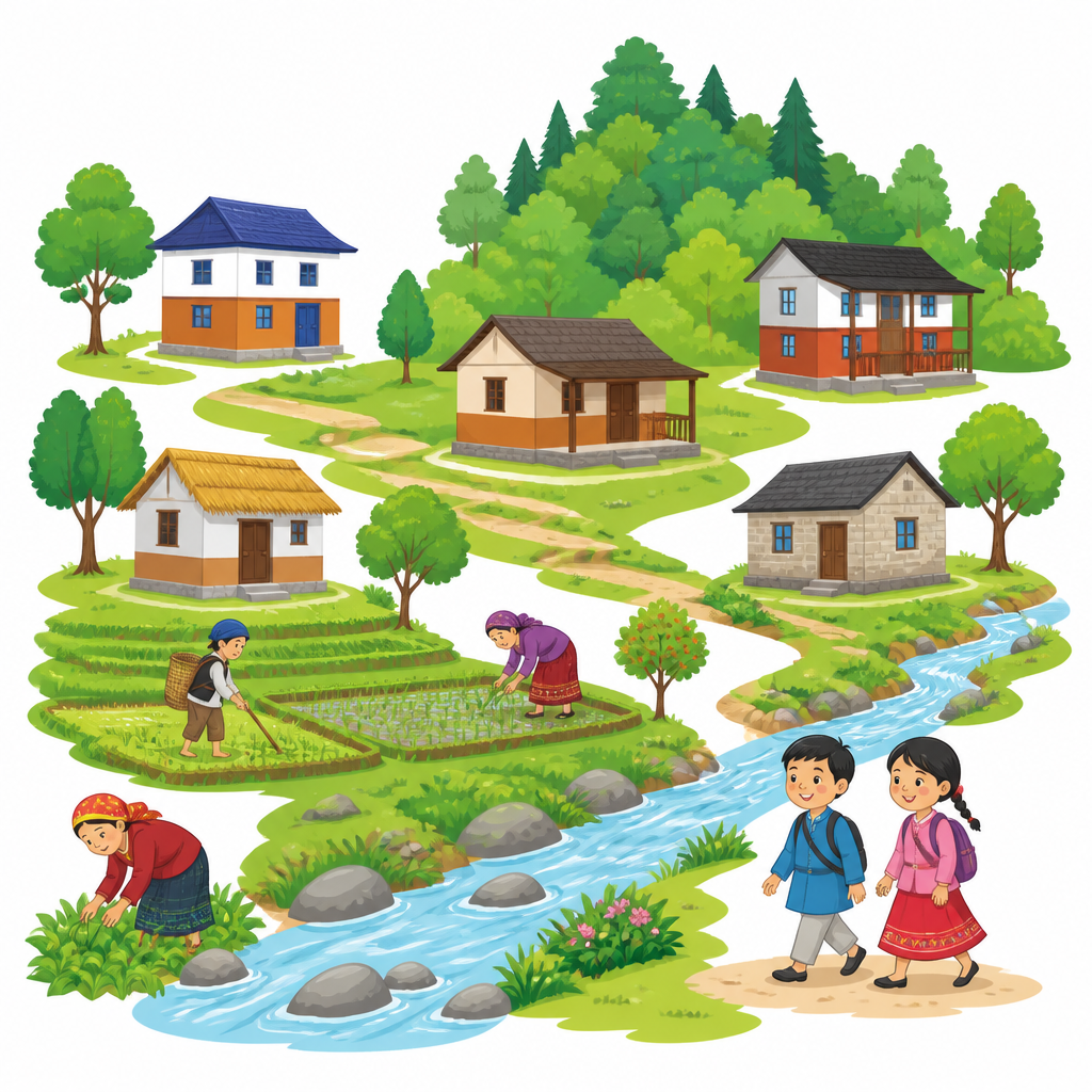 जनसङ्ख्या स्रोतको सिमाभित्र रहँदा बस्ती, खेत र वन सँगै टिक्न सक्ने अवस्था।