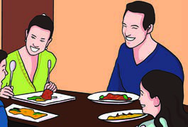 A family meal is a natural place for offers: more food is offered with Would you like, and accepted with Yes please.