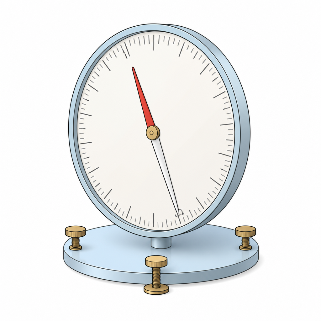 The dip circle used to measure the angle of dip, in which the needle is pivoted at the centre of an upright circular scale so that it can turn.
