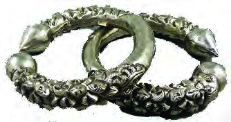 Silver bangles: silver shines and can be hammered into shape.