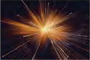 The moment of the explosion, when matter and energy began racing outward in every direction.