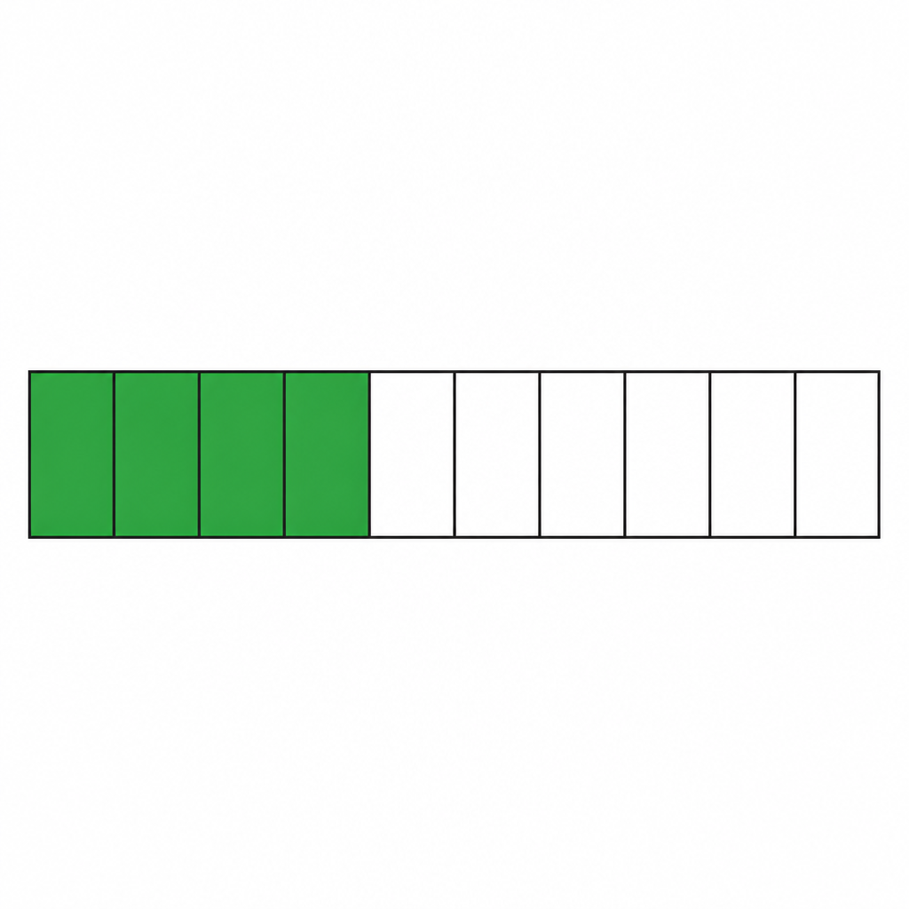 Five out of twelve equal parts are coloured, so the coloured amount is \( \frac{5}{12} \).