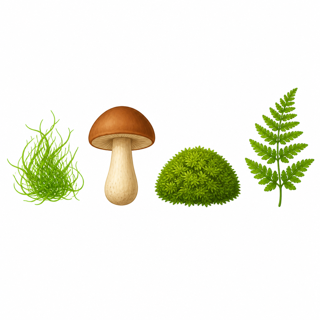 Without seeing them, the names of these four groups stay as words, so one plant from each group is shown together.