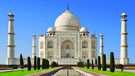 The Taj Mahal in Agra, India, a monument of white marble that millions travel to see every year.