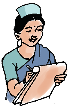 बिरामीको विवरण टिपिरहेकी नर्स