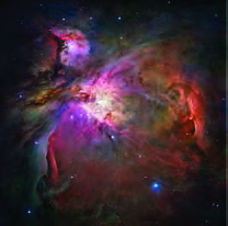 The Orion nebula: inside this vast cloud of gas and dust, new stars are being formed.