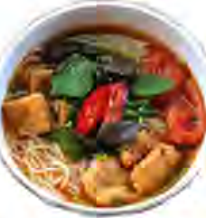 Bun rieu, a Vietnamese crab and noodle soup