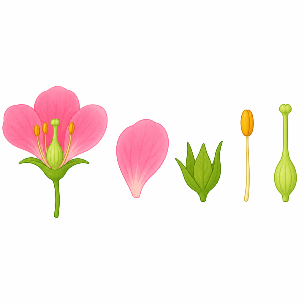 Only when the four parts are separated can the shape and the position of each one be told apart.