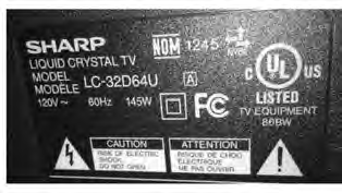 The 145W printed on the plate at the back of a television is its power rating.