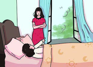 A girl opens the window while a boy sleeps. Waking someone or asking them to get up also takes polite words: Will you please get up now?