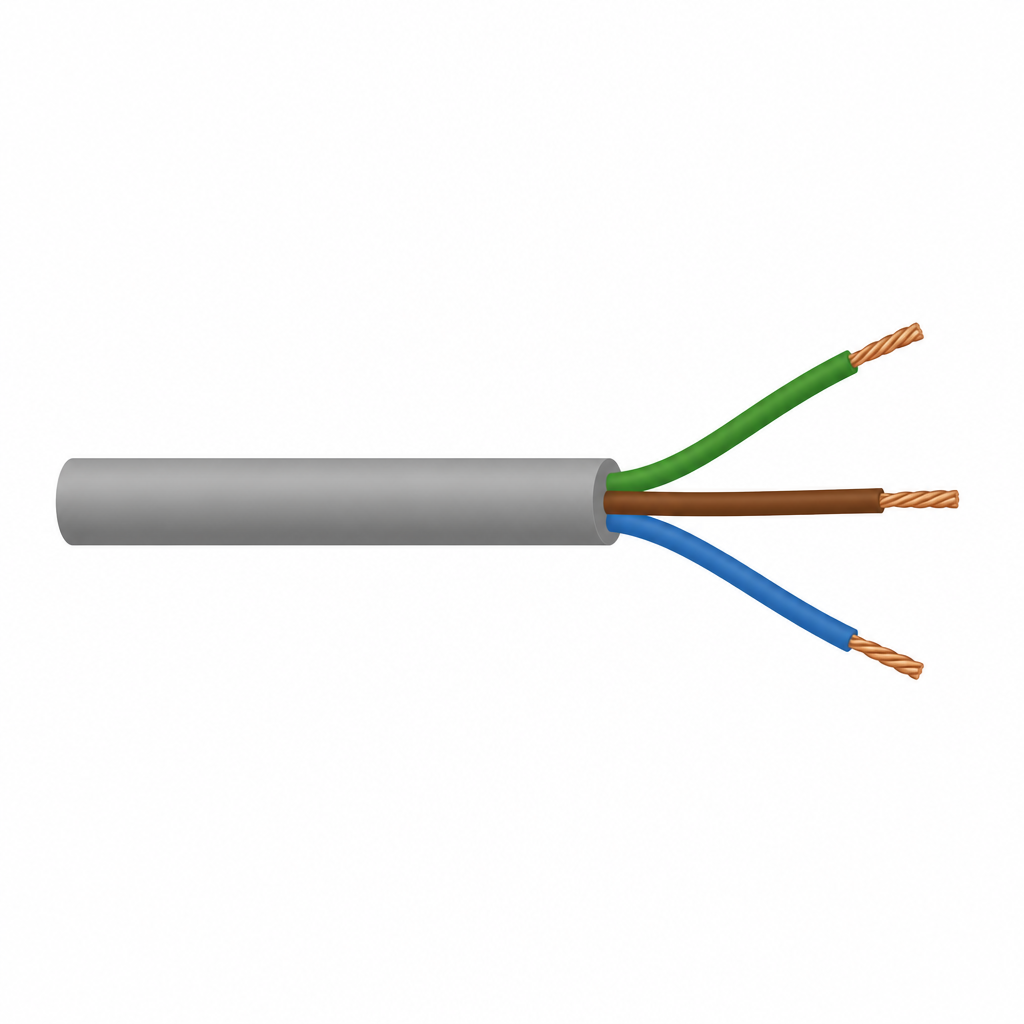 Once the outer cover is cut away, the three coloured wires inside come out like this.