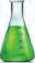 A conical flask: the wide base and narrow neck let a liquid be swirled without spilling.
