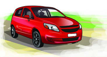 A small private car, quick and convenient for a few people.