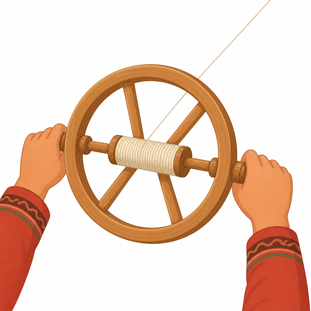 A kite reel, one wheel and axle a child meets in everyday life