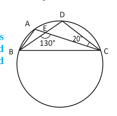 Chords AC and BD cross at E. \( \angle BAC \) and \( \angle BDC \) stand on the same arc BC.