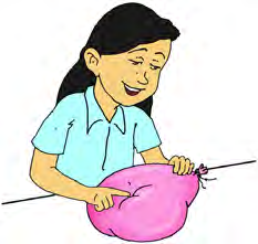 A balloon under pressure shows how force changes the shape of an object.