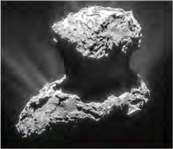 The solid inner body of a comet is rough and pitted. Pieces broken from a body like this become meteoroids.