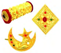 Gold ornaments: gold is shiny and very easy to beat into thin sheets.