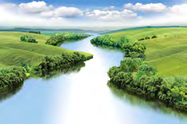 The two banks of a river stay about the same distance apart as the water runs on.