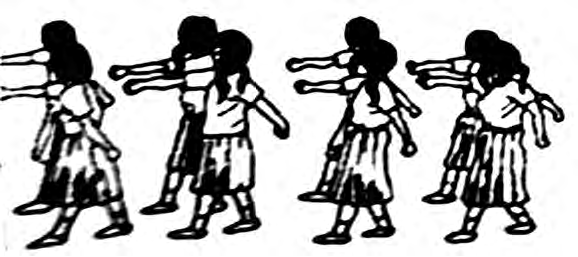 Eyes right and eyes left are given while the team is on the move past the stage, not while it stands still.