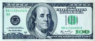 A one-hundred-dollar bill of the United States, another modern paper currency.
