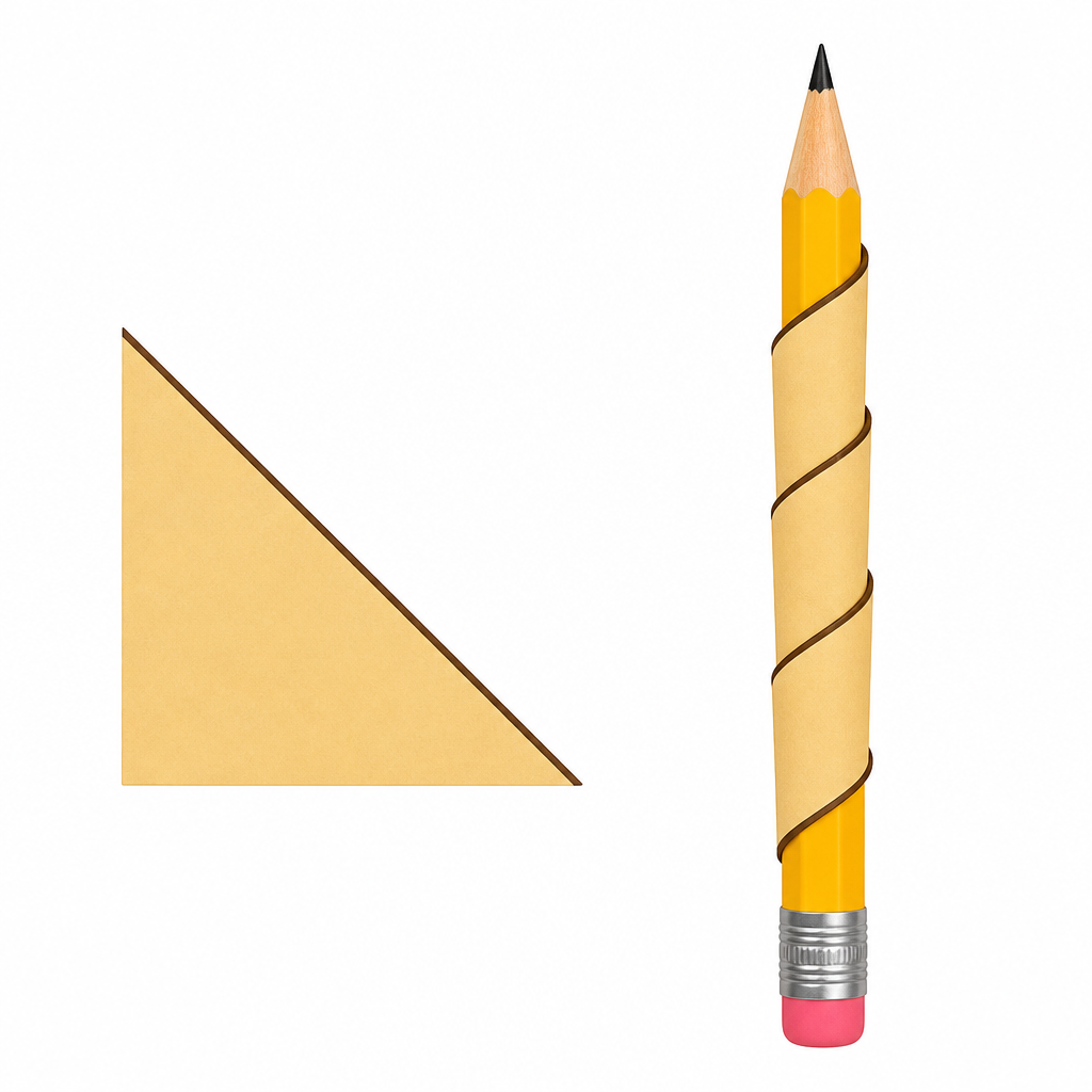 Wind a right angled paper triangle round a pencil and its sloping edge climbs as a spiral. The thread of a screw is an inclined plane wound up in exactly this way.