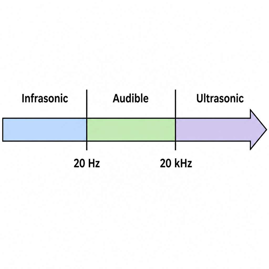 The two boundaries at 20 Hz and at 20 kHz that cut all sound into three kinds.