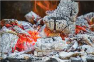 Wood ash is the soft grey powder left when firewood burns completely.