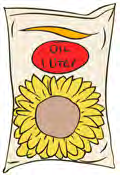 A packet of oil marked one litre. The litre measures liquids.