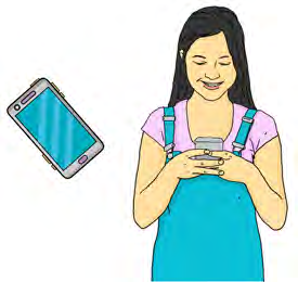 A girl busy on her mobile phone. Most of us now carry the world in our pocket like this.